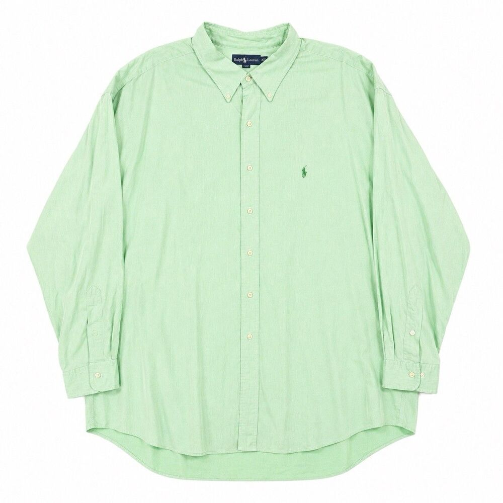 Ralph Lauren Yarmouth Mens 17.5 34/35 XL Green Oxford Button Down Shirt Cotton